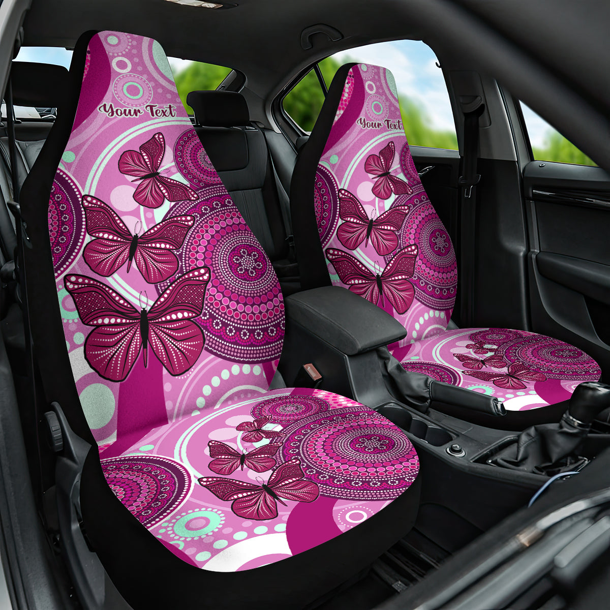 personalised-australia-breast-cancer-car-seat-cover-indigenous-butterfly-no-one-fights-alone