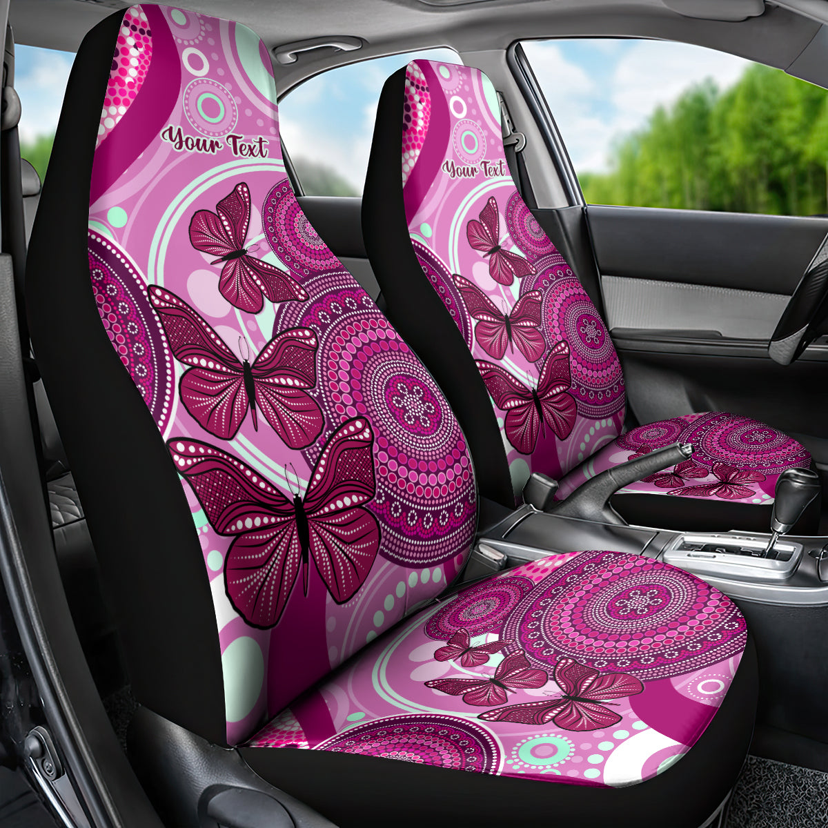 personalised-australia-breast-cancer-car-seat-cover-indigenous-butterfly-no-one-fights-alone