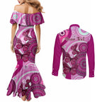 personalised-australia-breast-cancer-couples-matching-mermaid-dress-and-long-sleeve-button-shirts-indigenous-butterfly-no-one-fights-alone