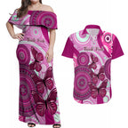 personalised-australia-breast-cancer-couples-matching-off-shoulder-maxi-dress-and-hawaiian-shirt-indigenous-butterfly-no-one-fights-alone