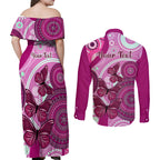 personalised-australia-breast-cancer-couples-matching-off-shoulder-maxi-dress-and-long-sleeve-button-shirts-indigenous-butterfly-no-one-fights-alone