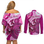 personalised-australia-breast-cancer-couples-matching-off-shoulder-short-dress-and-long-sleeve-button-shirts-indigenous-butterfly-no-one-fights-alone