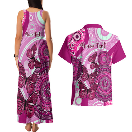 personalised-australia-breast-cancer-couples-matching-tank-maxi-dress-and-hawaiian-shirt-indigenous-butterfly-no-one-fights-alone