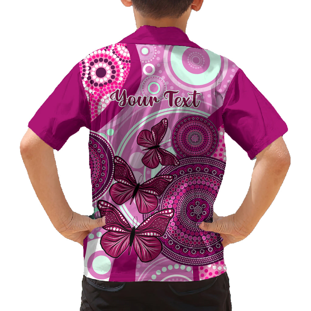 personalised-australia-breast-cancer-family-matching-long-sleeve-bodycon-dress-and-hawaiian-shirt-indigenous-butterfly-no-one-fights-alone