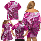 personalised-australia-breast-cancer-family-matching-off-shoulder-short-dress-and-hawaiian-shirt-indigenous-butterfly-no-one-fights-alone