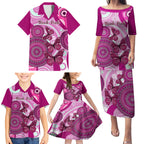 personalised-australia-breast-cancer-family-matching-puletasi-dress-and-hawaiian-shirt-indigenous-butterfly-no-one-fights-alone