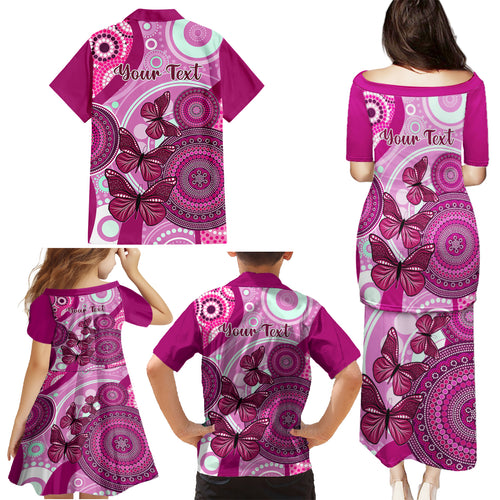 personalised-australia-breast-cancer-family-matching-puletasi-dress-and-hawaiian-shirt-indigenous-butterfly-no-one-fights-alone