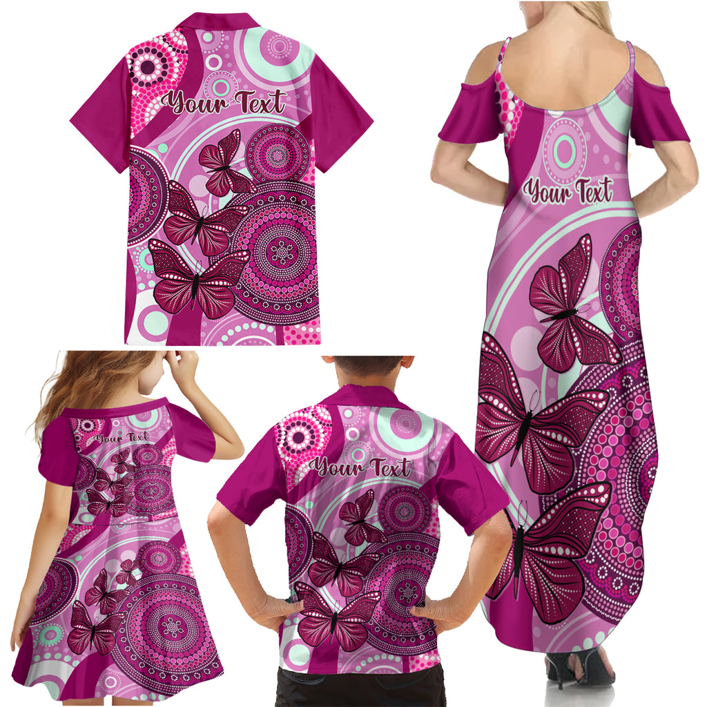 personalised-australia-breast-cancer-family-matching-summer-maxi-dress-and-hawaiian-shirt-indigenous-butterfly-no-one-fights-alone