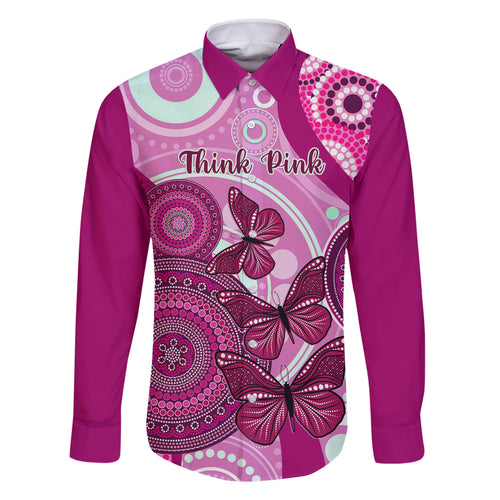 personalised-australia-breast-cancer-family-matching-summer-maxi-dress-and-hawaiian-shirt-indigenous-butterfly-no-one-fights-alone
