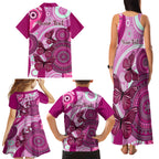 personalised-australia-breast-cancer-family-matching-tank-maxi-dress-and-hawaiian-shirt-indigenous-butterfly-no-one-fights-alone