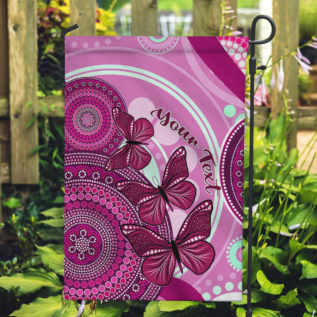 personalised-australia-breast-cancer-garden-flag-indigenous-butterfly-no-one-fights-alone