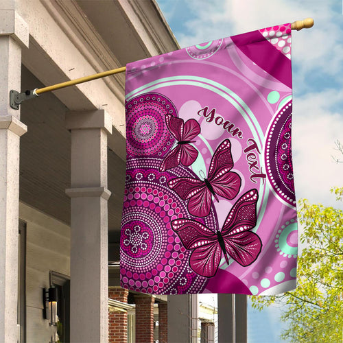 personalised-australia-breast-cancer-garden-flag-indigenous-butterfly-no-one-fights-alone