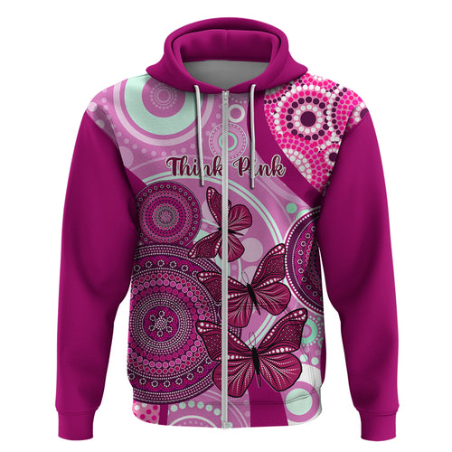 personalised-australia-breast-cancer-hoodie-indigenous-butterfly-no-one-fights-alone