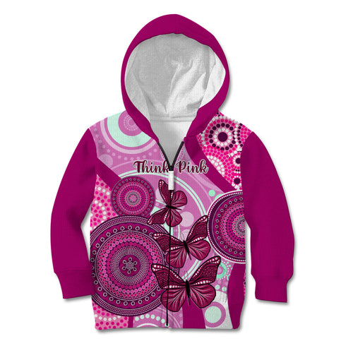personalised-australia-breast-cancer-kid-hoodie-indigenous-butterfly-no-one-fights-alone