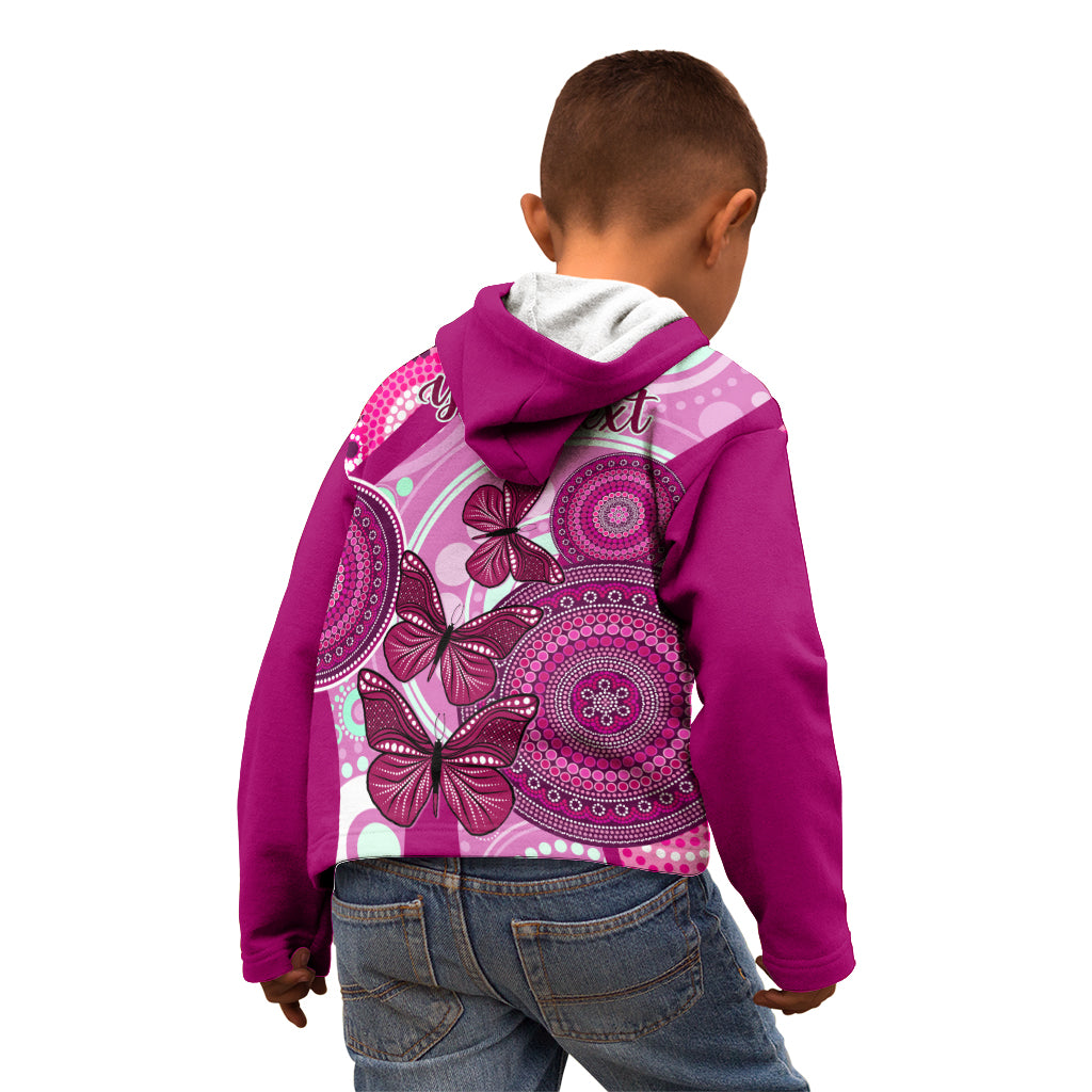 personalised-australia-breast-cancer-kid-hoodie-indigenous-butterfly-no-one-fights-alone