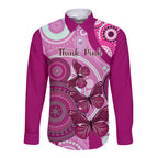 personalised-australia-breast-cancer-long-sleeve-button-shirt-indigenous-butterfly-no-one-fights-alone