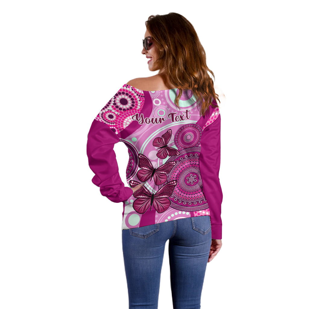 personalised-australia-breast-cancer-off-shoulder-sweater-indigenous-butterfly-no-one-fights-alone