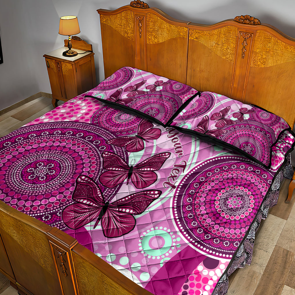 personalised-australia-breast-cancer-quilt-bed-set-indigenous-butterfly-no-one-fights-alone