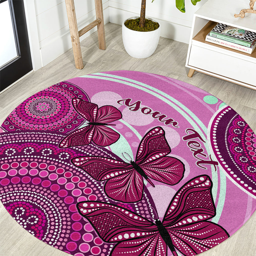 personalised-australia-breast-cancer-round-carpet-indigenous-butterfly-no-one-fights-alone