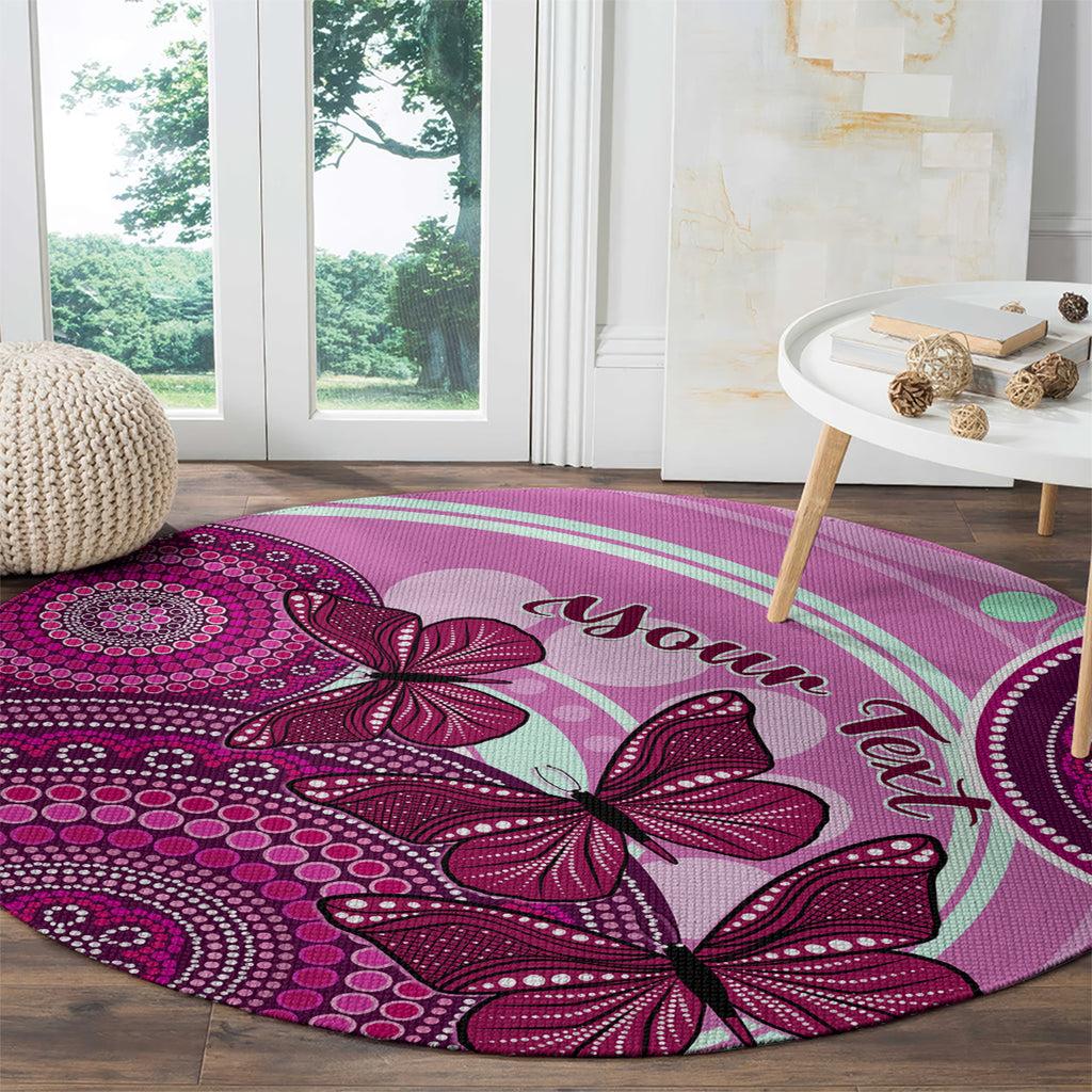 personalised-australia-breast-cancer-round-carpet-indigenous-butterfly-no-one-fights-alone