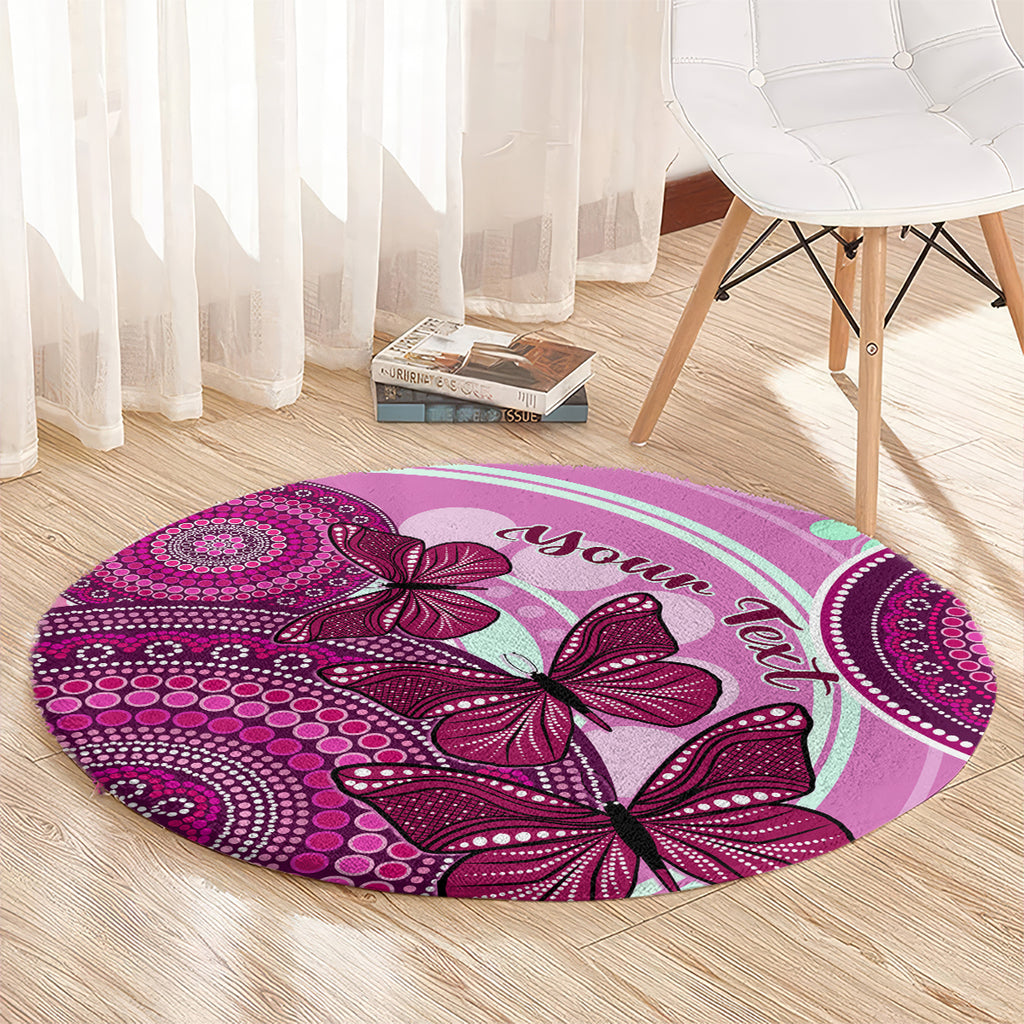 personalised-australia-breast-cancer-round-carpet-indigenous-butterfly-no-one-fights-alone