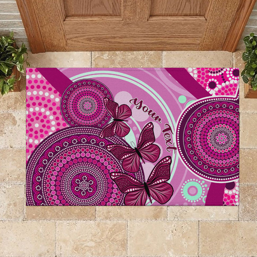 personalised-australia-breast-cancer-rubber-doormat-indigenous-butterfly-no-one-fights-alone
