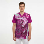 Personalised Australia Breast Cancer Scrub Top Indigenous Butterfly No One Fights Alone - Aussie Hoodie