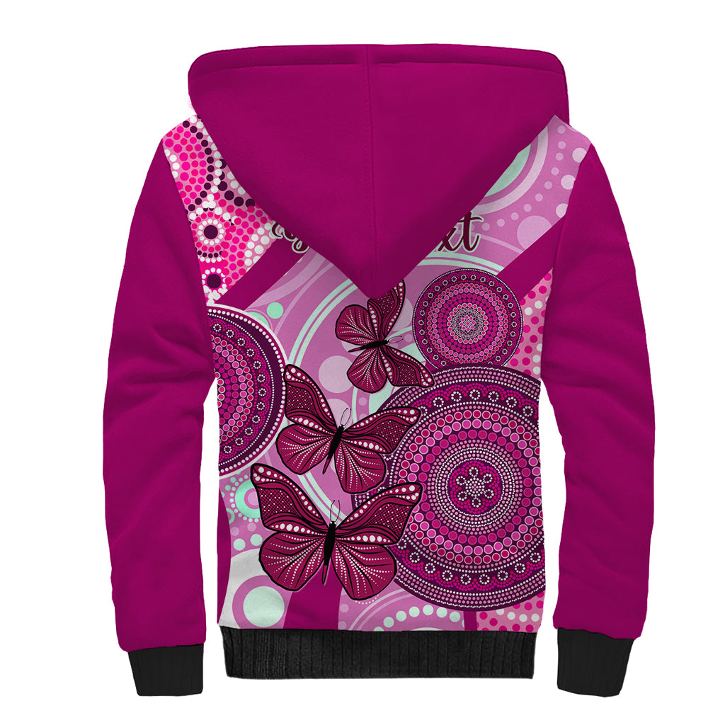 personalised-australia-breast-cancer-sherpa-hoodie-indigenous-butterfly-no-one-fights-alone