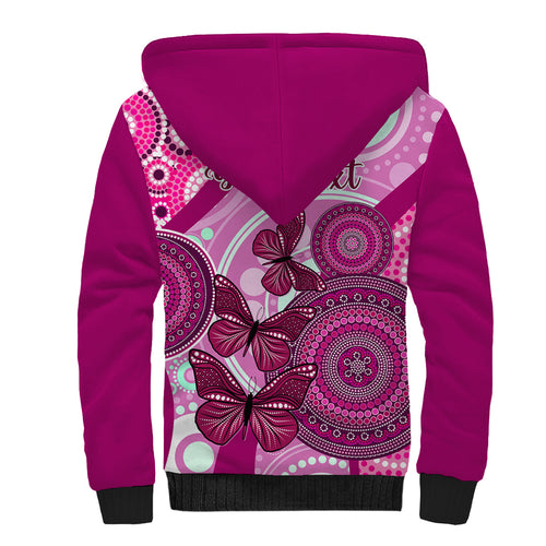 personalised-australia-breast-cancer-sherpa-hoodie-indigenous-butterfly-no-one-fights-alone
