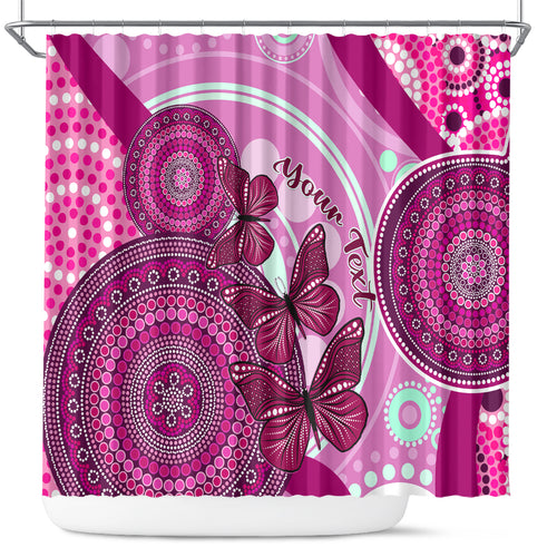 personalised-australia-breast-cancer-shower-curtain-indigenous-butterfly-no-one-fights-alone