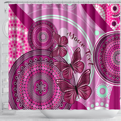 personalised-australia-breast-cancer-shower-curtain-indigenous-butterfly-no-one-fights-alone