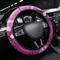 Australia Breast Cancer Steering Wheel Cover Indigenous Butterfly No One Fights Alone