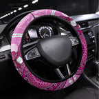 Australia Breast Cancer Steering Wheel Cover Indigenous Butterfly No One Fights Alone