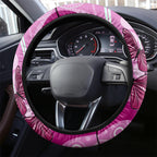 Australia Breast Cancer Steering Wheel Cover Indigenous Butterfly No One Fights Alone