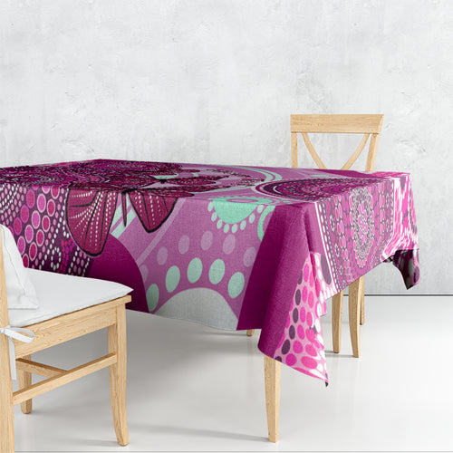 personalised-australia-breast-cancer-tablecloth-indigenous-butterfly-no-one-fights-alone