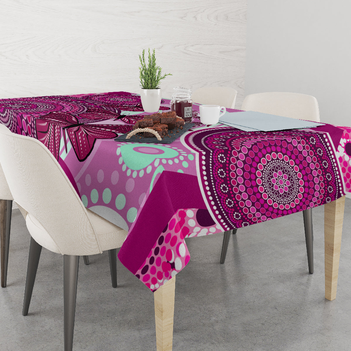 personalised-australia-breast-cancer-tablecloth-indigenous-butterfly-no-one-fights-alone