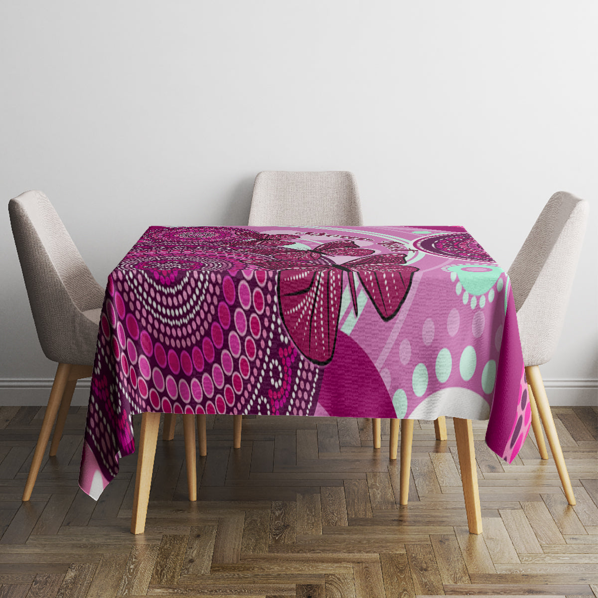 personalised-australia-breast-cancer-tablecloth-indigenous-butterfly-no-one-fights-alone