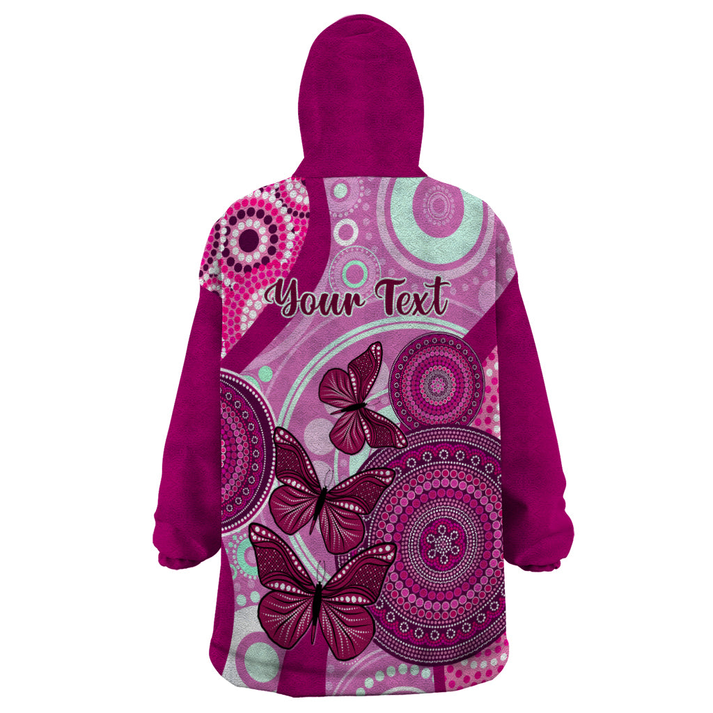 personalised-australia-breast-cancer-wearable-blanket-hoodie-indigenous-butterfly-no-one-fights-alone