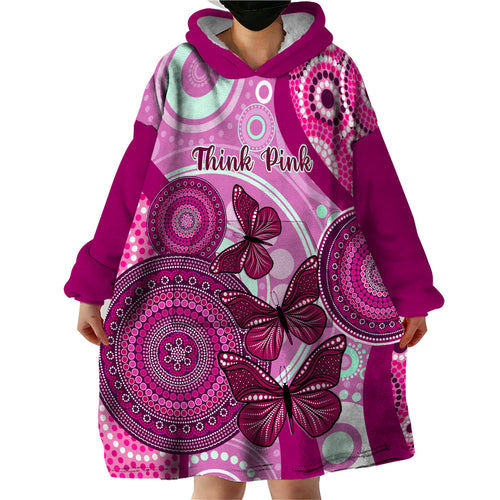 personalised-australia-breast-cancer-wearable-blanket-hoodie-indigenous-butterfly-no-one-fights-alone