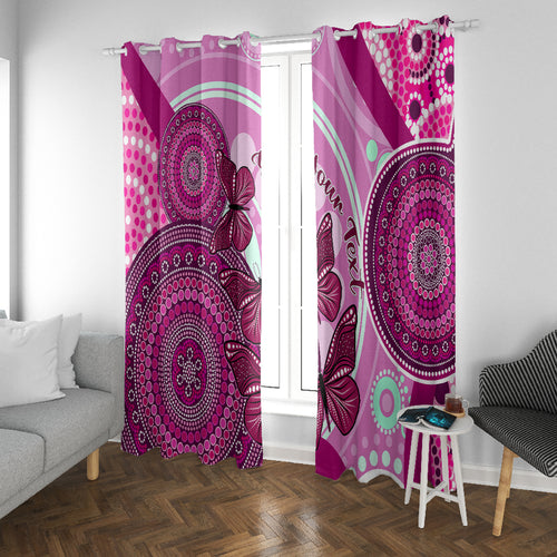 personalised-australia-breast-cancer-window-curtain-indigenous-butterfly-no-one-fights-alone