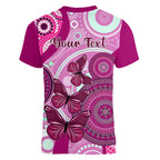 personalised-australia-breast-cancer-women-v-neck-t-shirt-indigenous-butterfly-no-one-fights-alone