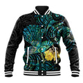 New Zealand Fantail Bird Baseball Jacket Maori Piwakawaka Kowhai - Paua Shell Pattern