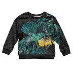 New Zealand Fantail Bird Kid Ugly Christmas Sweater Maori Piwakawaka Kowhai - Paua Shell Pattern