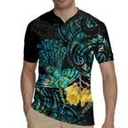 New Zealand Fantail Bird Rugby Jersey Maori Piwakawaka Kowhai - Paua Shell Pattern