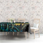 New Zealand Fantail Bird Tablecloth Maori Piwakawaka Kowhai - Paua Shell Pattern