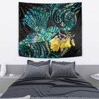 New Zealand Fantail Bird Tapestry Maori Piwakawaka Kowhai - Paua Shell Pattern