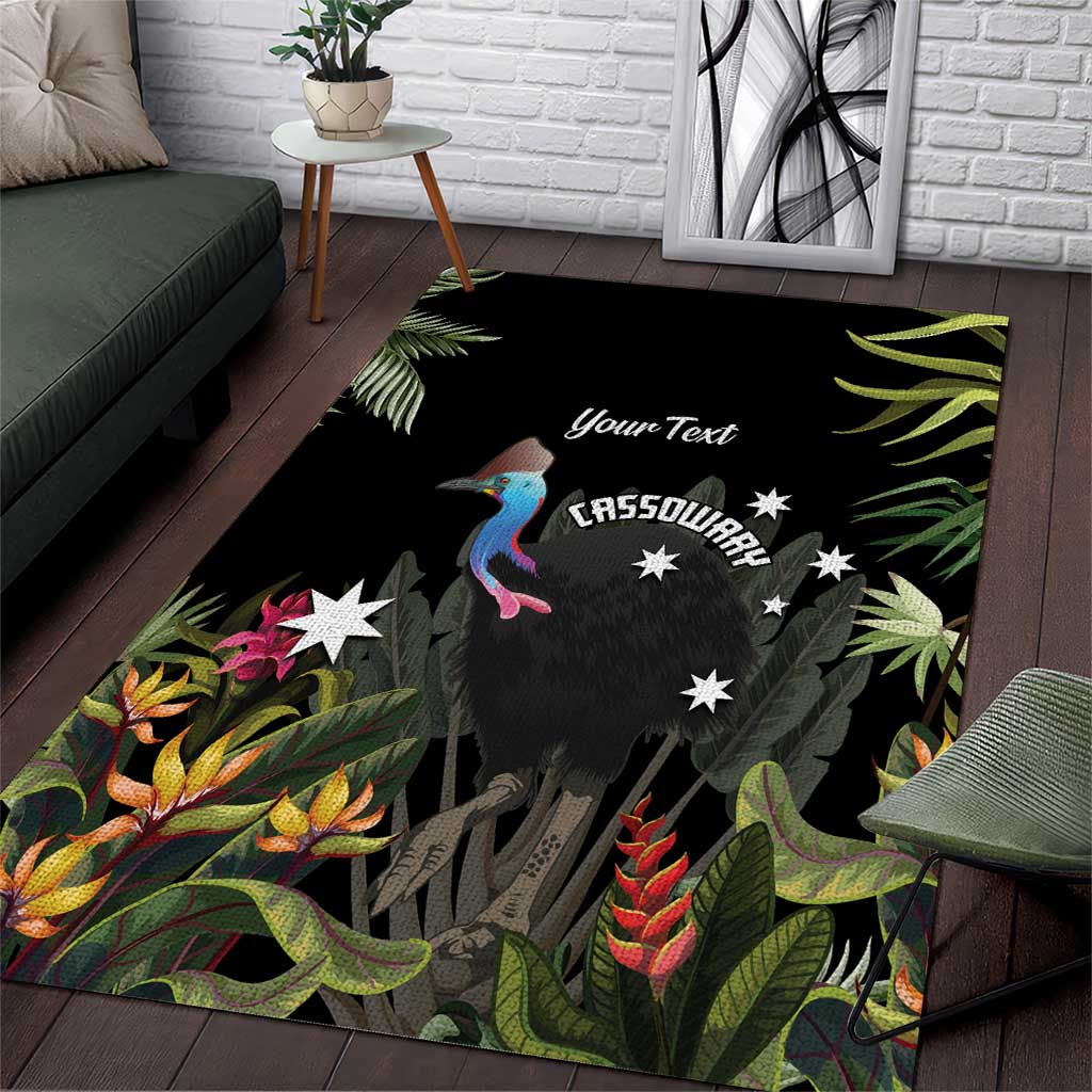 Personalised Australia Cassowary Area Rug Dinosaur Bird - Rainforest Vibes
