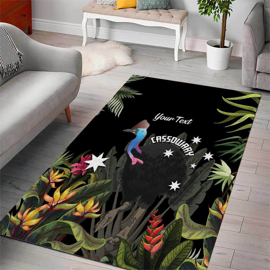 Personalised Australia Cassowary Area Rug Dinosaur Bird - Rainforest Vibes