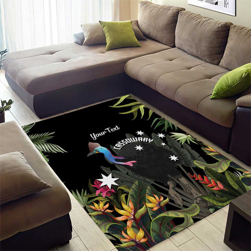 Personalised Australia Cassowary Area Rug Dinosaur Bird - Rainforest Vibes
