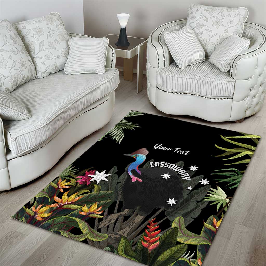 Personalised Australia Cassowary Area Rug Dinosaur Bird - Rainforest Vibes